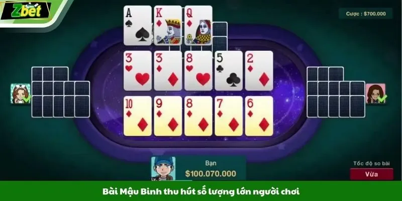 Bài Mậu Binh thu hút số lượng lớn người chơi