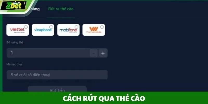 Cách rút qua thẻ cào