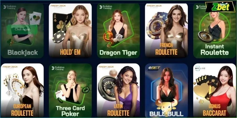 Từng sản phẩm trong sảnh Live Casino